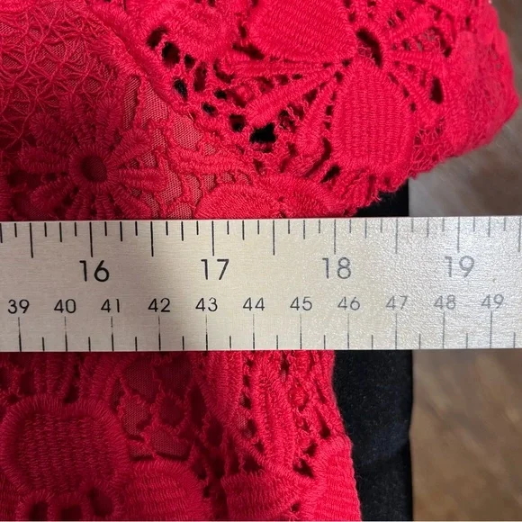 Vanessa Virginia Red Embellished Blouse with Short Sleeves Size XS - Picture 6 of 6